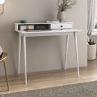 Escrivaninha Com Nicho Organizador Minimalista Madeira Branca