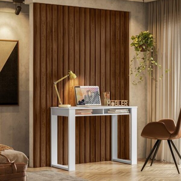 Escrivaninha Com Painel Ripado E Office House 2 Nichos 104,5c