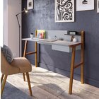 Escrivaninha Com Passa Fio Job 1 Gaveta 127cm Cinza Cinza