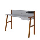 Escrivaninha Com Passa Fio Job 1 Gaveta 127cm Cinza Cinza