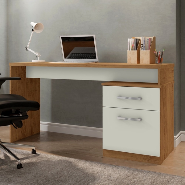 Escrivaninha Com Porta E Gaveta Joshua Freijó Cinza Cristal