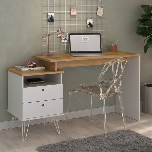 Escrivaninha Com Regulagem Estilo Industrial 2 Gavetas Plus O