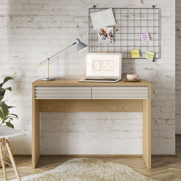 Escrivaninha Com Ripado 103cm 2 Gavetas Samambaia Cabecasa Ma