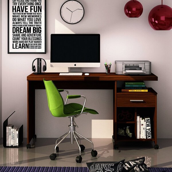 Escrivaninha Com Rodízios 1 Gaveta 3 Nichos Slim Giga Móveis