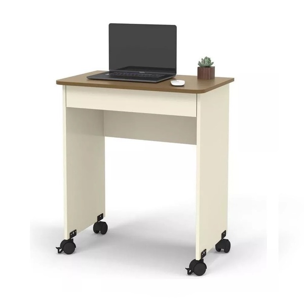 Escrivaninha Compacta Para Notebook - Off White/ Freijo