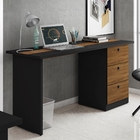 Escrivaninha Davos Preto Freijó 3 Gavetas