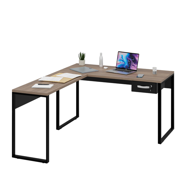 Escrivaninha De Canto Com Gav. Industrial 1,35x1,50 Netmobil