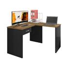 Escrivaninha De Canto Com Gaveta Grazia Preto Trama Freijó