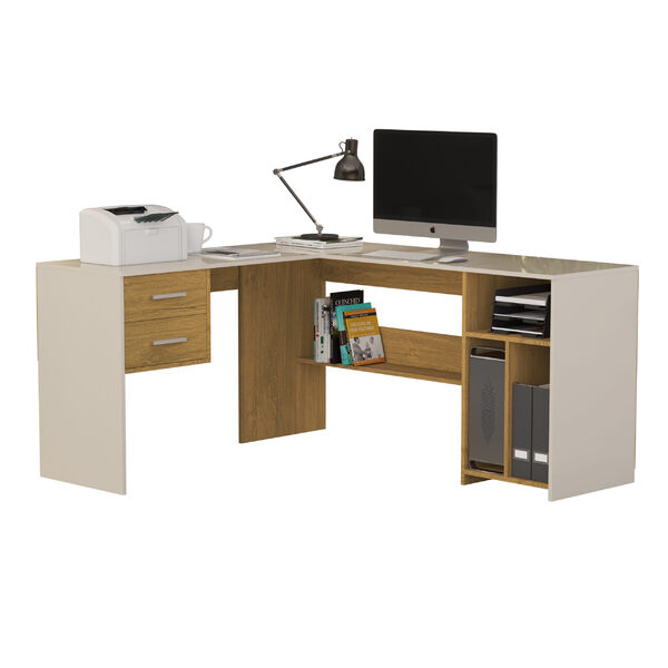 Escrivaninha De Canto Luna Cumaru/off White – Giga Móveis