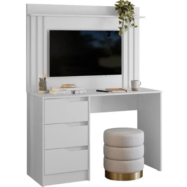 Escrivaninha Doble 3 Gavetas Com Painel Para Tv Até 42 Polega