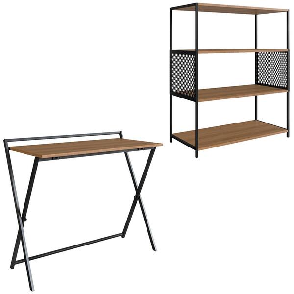 Escrivaninha Dobravel Estante 94x77 Cm Industrial 22x24 Pp