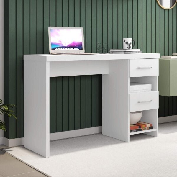 Escrivaninha Duna 2 Gavetas 108cm Branca Branca
