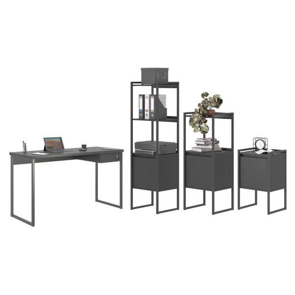 Escrivaninha E 3 Armarios Calen Preto Onix