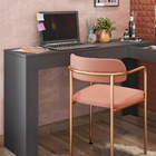 Escrivaninha E Penteadeira Star Plus Com Espelho Preto Fosco