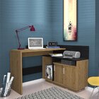 Escrivaninha Em L 110x107cm 2 Portas Office Mega  Mel/preto