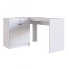 Escrivaninha Em L 1 Gaveta 2 Portas Placa E Ponto Branca