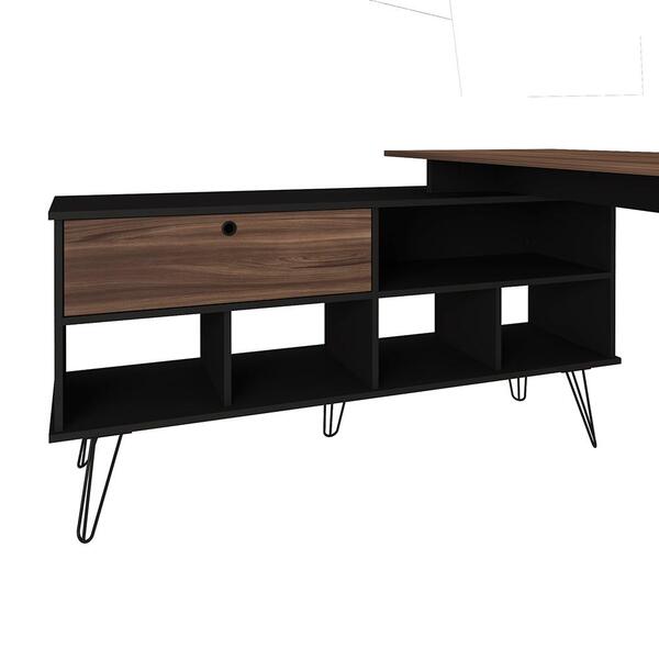 Escrivaninha Em L 1 Porta Califórnia Ipê Preto