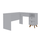 Escrivaninha Em L 2 Gavetas Havana Branco - Gelius - Branco