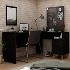 Escrivaninha Em L 2 Gavetas Havana Preto - Gelius - Preto