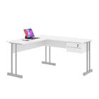 Escrivaninha Em L 2 Gavetas Turquia Branco Cinza