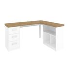 Escrivaninha Em L 3 Gavetas Alabama Olmo Branco