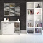 Escrivaninha Em L 4 Gavetas E Estante 10 Nichos Espresso Móve