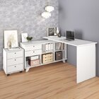 Escrivaninha Em L  Gold 2 Gavetas 5 Nichos Com Gaveteiro 3 Ga