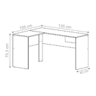 Escrivaninha Em L Abby Com 1 Gaveta Noce Off White