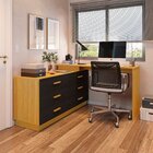 Escrivaninha Em L Com 6 Gavetas Cômoda Leonie Yescasa Freijó