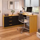 Escrivaninha Em L Com 6 Gavetas Cômoda Leonie Yescasa Freijó