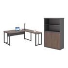 Escrivaninha Em L Com Armario Albania Freijó Preto