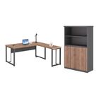 Escrivaninha Em L Com Armario Albania Noce Preto