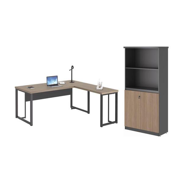 Escrivaninha Em L Com Armario Argentina Nogueira Preto