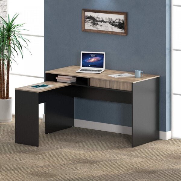 Escrivaninha Em L Com Gaveta 135cm Web15 Espresso Móveis Calv