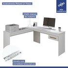 Escrivaninha Em L Com Gaveta Munique Kaiki Móveis Branca