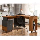 Escrivaninha Em L Com Rodízio Alessa Móveis 1 Gaveta 137,5cm