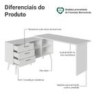 Escrivaninha Em L Mesa Para Computador Gamer 3 Gavetas Branco