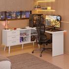 Escrivaninha Em L Mesa Para Computador Gamer 3 Gavetas Branco