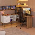 Escrivaninha Em L Mesa Para Computador Gamer 3 Gavetas Branco
