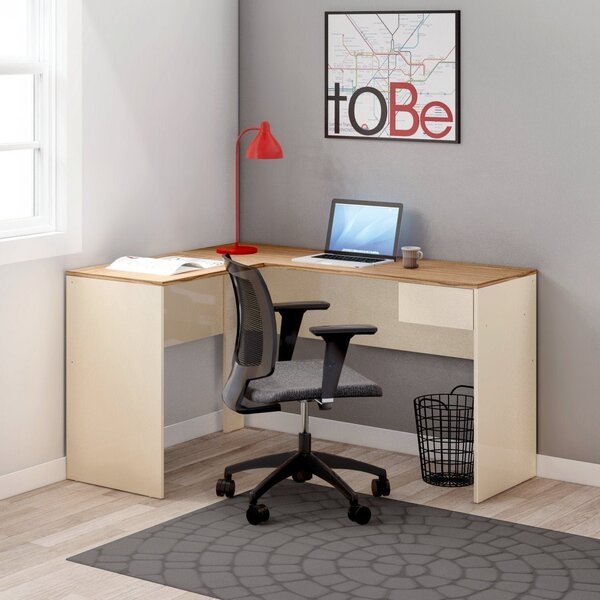 Escrivaninha Em L Pegue Leve Casa D 1 Gaveta 135cm Noce E Off
