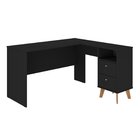 Escrivaninha Em L Retrô 2 Gavetas Havana  Preto Acetinado