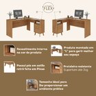 Escrivaninha Em L Retrô Havana 2 Gavetas 135,5cm Madeirado Ma