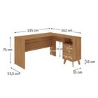Escrivaninha Em L Retrô Havana 2 Gavetas 135,5cm Madeirado Ma