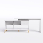 Escrivaninha Em L Retrô Para Escritório Paris Branco