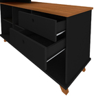 Escrivaninha Em L Retrô Para Escritório Paris Freijó/preto