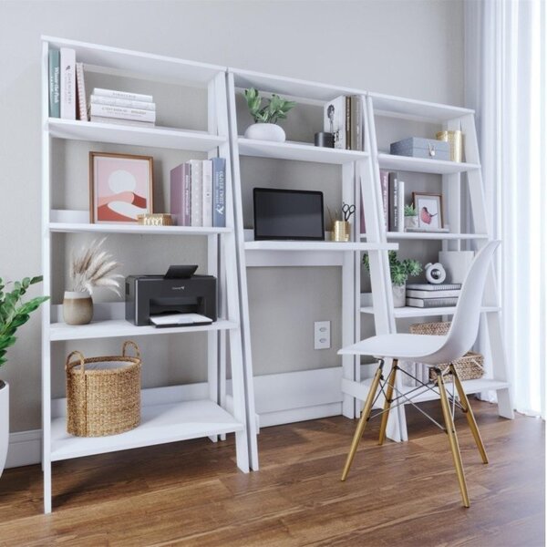 Escrivaninha Estante 2 Prateleiras Com 2 Estantes Para Livros