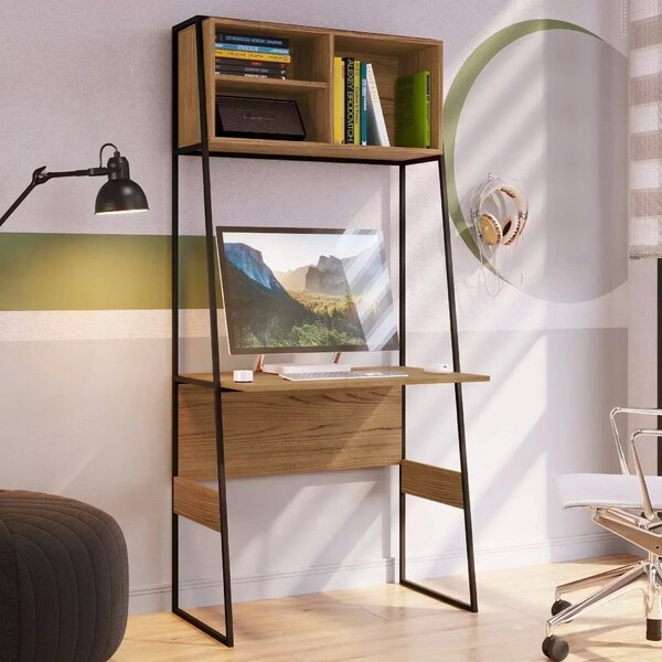 Escrivaninha Estante Califórnia Zaile 3 Nichos 83cm Emobilia