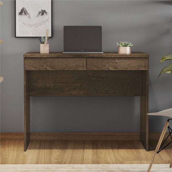 Escrivaninha Felicia Candian Jcm Móveis 2 Gavetas 104cm Cacau