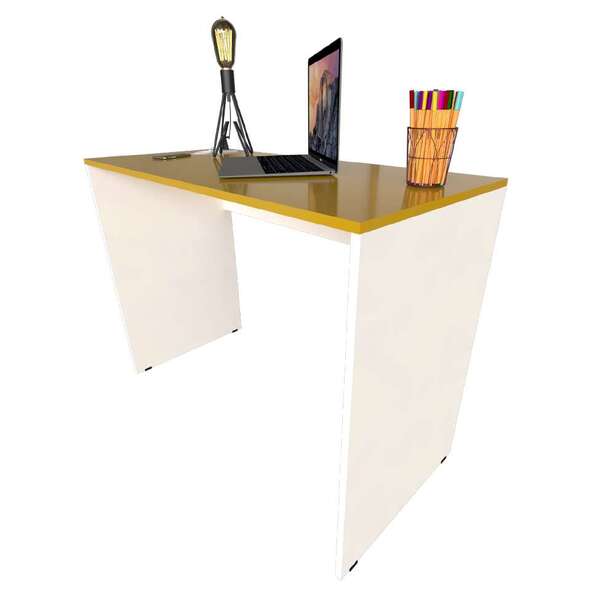 Escrivaninha Fini Com Tomada E Entrada Usb Branca E Amarela 9