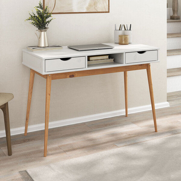 Escrivaninha Funcional Pés Palito Nicho Organizador Branco Fr